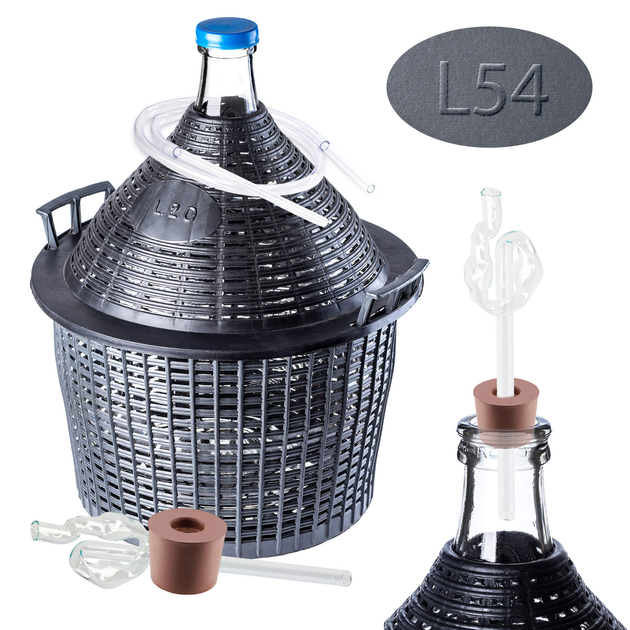 Zestaw winiarski Kadax Balon 54 l + Korek + Rurka + Ściągacz (5903699487211) - obraz 1