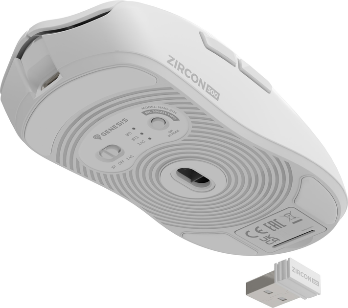 Mysz Genesis Zircon 500 Wireless/Bluetooth/USB White (NMG-2114) - obraz 11