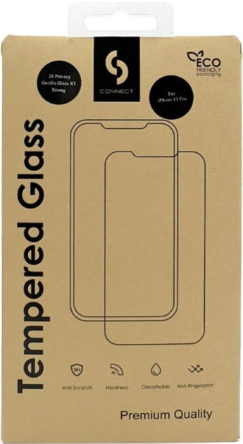 Захисне скло Connect 3D Privacy Corning Gorilla Glass 5X Stong для Apple iPhone 17 Pro Max Black (CONAPP17PMPCGG5XS) - зображення 1