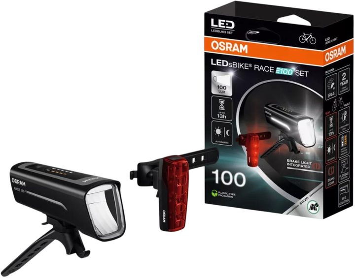 Zestaw lamp rowerowych OSRAM LED Race 80 Set Czarny (4062172403856) - obraz 5