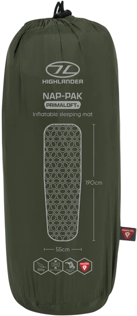 Надувной коврик Highlander Nap-Pak Inflatable Sleeping Mat PrimaLoft 5 cm Olive (AIR072-OG) - изображение 3