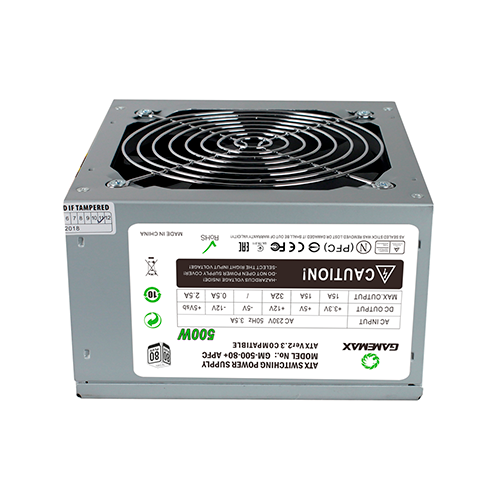 Блок живлення для ПК GameMax GM-500W 80+APFC ATX 2.3 500W 120 мм вентилятор Grey - Фото 1 Блок живлення для ПК GameMax GM-500W 80+APFC ATX 2.3 500W 120 мм вентилятор Grey - изображение 1