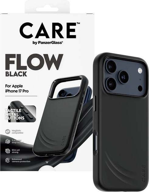 Панель CARE by PanzerGlass Feature FLOW Case Black w. MagSafe для Apple iPhone 17 Pro (CR58291) - зображення 4