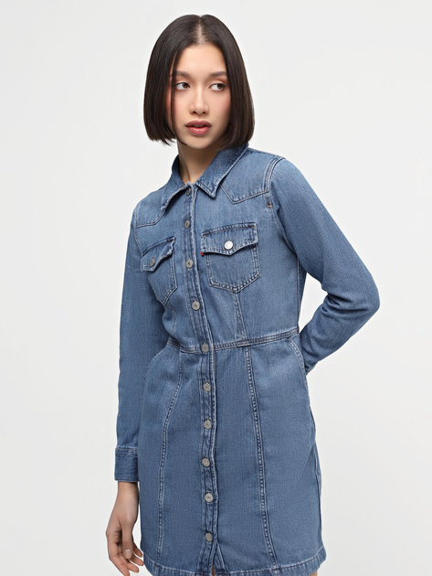 Sukienka koszulowa damska jeansowa Levi's Flynn Western Core Dress A7592-0001 M Niebieska (5401128681266) - obraz 5