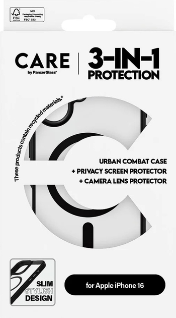 Комплект панель + скло CARE by PanzerGlass Flagship 3-in-1 Privacy Bundle для Apple iPhone 16 (B1357+P2861+1283) - зображення 6
