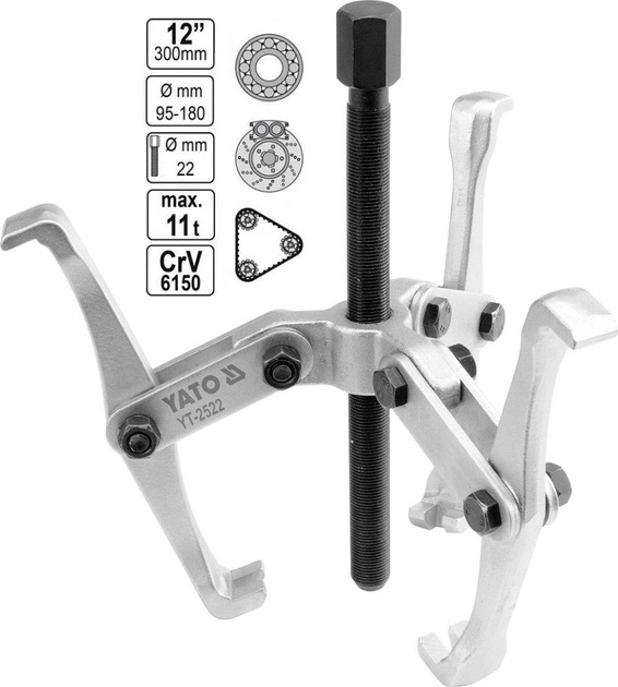 Ściągacz łożysk Yato YT-2523 trójramienny średnica chwytu 180 mm (5906083925238) - obraz 2
