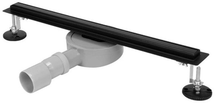 Odpływ liniowy Fala 71636 Slim Black z syfonem 56 mm stal nierdzewna 60x3x7 cm (5906083086915) - obraz 1
