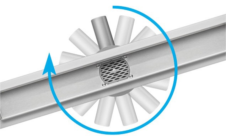Odpływ prysznicowy liniowy Fala Rotary 75347 70 cm z kratką obrotowy syfon 360° (suchy syfon) możliwość montażu pod płytki (5906083038839) - obraz 2