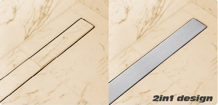 Odpływ prysznicowy liniowy Fala Rotary 75347 70 cm z kratką obrotowy syfon 360° (suchy syfon) możliwość montażu pod płytki (5906083038839) - obraz 7