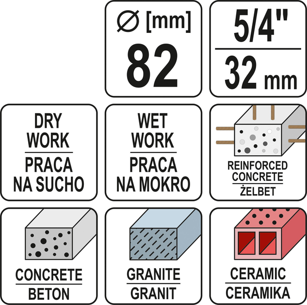 Wiertło koronowe diamentowe Yato YT-60375 82 x 430 mm – M32 (5906083048081) - obraz 4