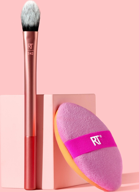Набір для макіяжу Real Techniques Precision Perfection Duo Пензлик для консилера + Спонж для пудри (79625452525) - зображення 2