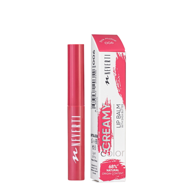 Бальзам-помада для губ Neverti с маслом ши, 6 оттенков (NP704) , 006 Pink Mallow Розовый - изображение 2