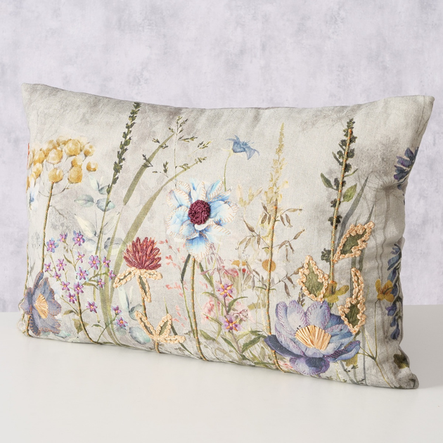 Декоративна подушка Boltze Blomster бавовняна з квітковим візерунком 60 x 40 x 16 см (4066076329533) - зображення 3