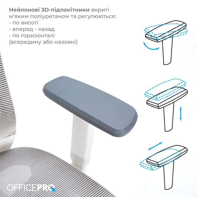 Крісло офісне OfficePro Balance OC620-W-LG-LG - зображення 11
