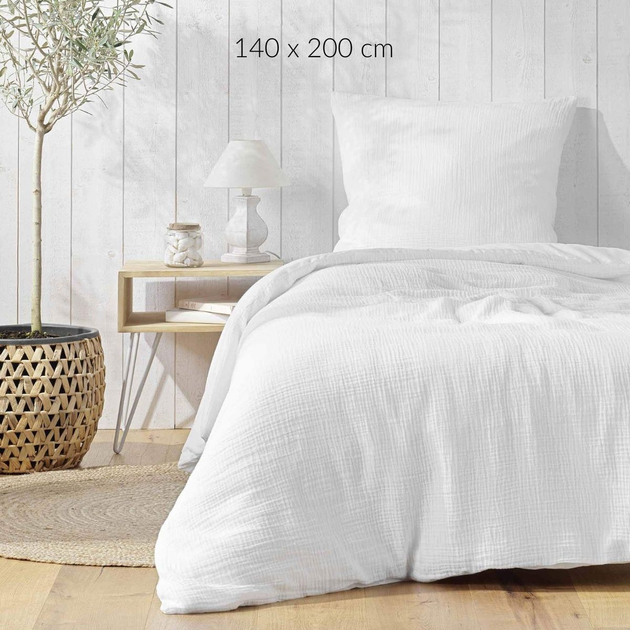 Komplet pościeli Douceur d'intérieur Angelia bawełniany z fakturą Biały 140 x 200 cm (3574386449847) - obraz 2