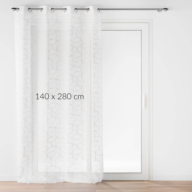 Firana Douceur d'intérieur Louxor na przelotkach ze złotym nadrukiem Biała 140 x 280 cm (3574386276474) - obraz 2