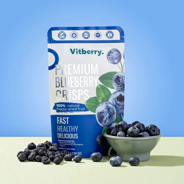 Голубика сублимированная. Сублимированные фрукты Vitberry, 30г - Фото 1 Голубика сублимированная. Сублимированные фрукты Vitberry, 30г - изображение 1