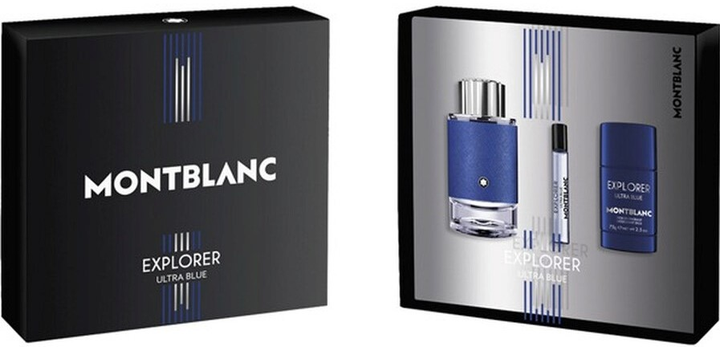 Zestaw męski Montblanc Explorer Ultra Blue Woda perfumowana 100 ml + woda perfumowana 7.5 ml + Dezodorant 75 ml (3386460138017) - obraz 1