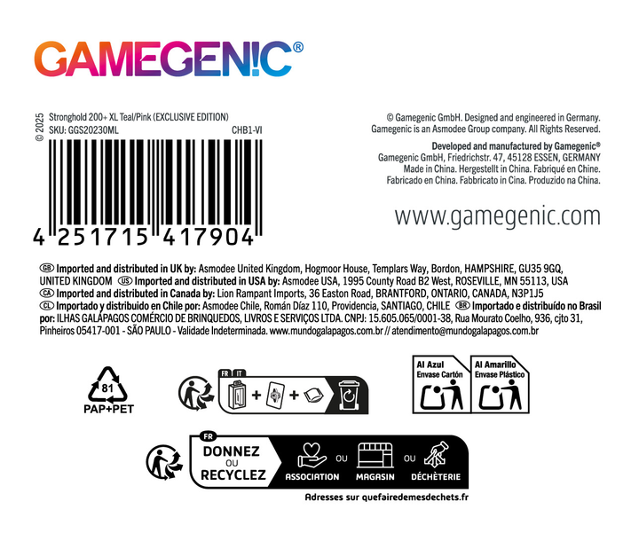 Коробка для карт Gamegenic: Stronghold 200+ XL Convertible - Teal/Pink (4251715417904) - зображення 6