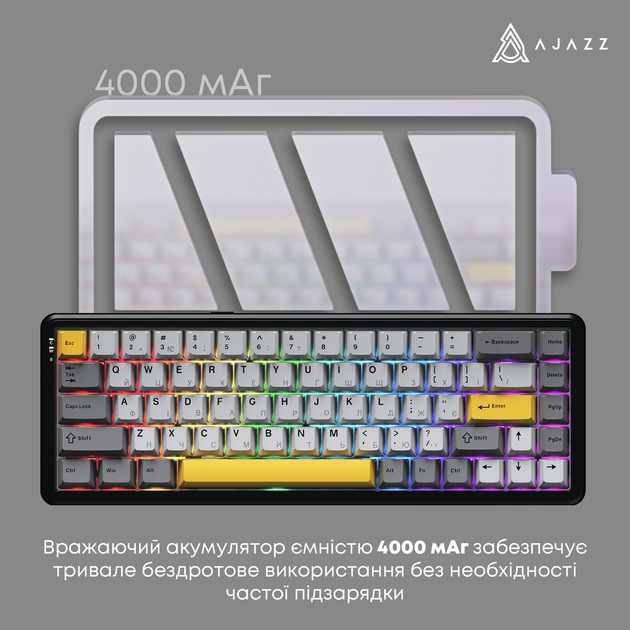 Клавиатура Ajazz AK680 MAX (8+8K) RGB Magnetic Switches Wireless (AK680-M-BGY-A) - Фото 4 Клавиатура Ajazz AK680 MAX (8+8K) RGB Magnetic Switches Wireless (AK680-M-BGY-A) - изображение 4