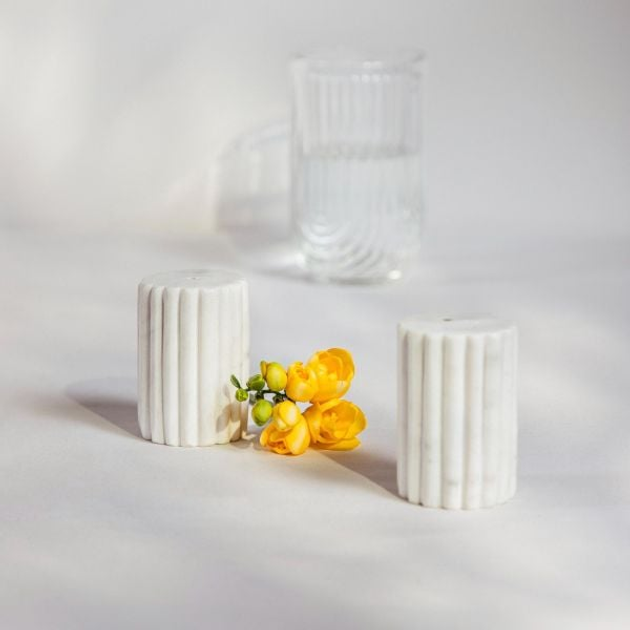 Zestaw przyprawników Marble Stripes marmurowy ryflowany 2 elementy (5906496724305) - obraz 2