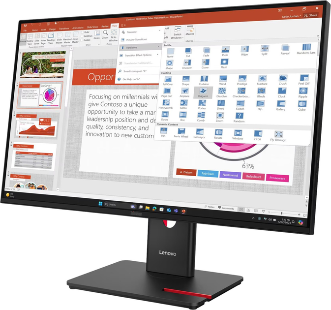 Monitor 27" Lenovo ThinkVision T27-40 (64A5ZAT6EU) - obraz 3