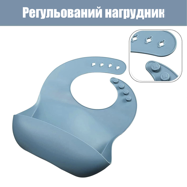 Силиконовый набор для кормления детей OEM 9 предметов, синего цвета - изображение 2