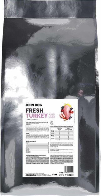 Sucha karma dla psów John Dog Fresh Adult Indyk i wołowina S 12 kg (5903769014552) - obraz 4