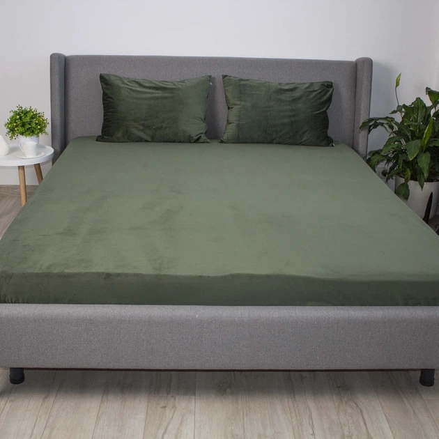 Простирадло ТЕП "VELOUR" з резинкою темно-зелений, 160x200 - Фото 2 Простирадло ТЕП "VELOUR" з резинкою темно-зелений, 160x200 - зображення 2