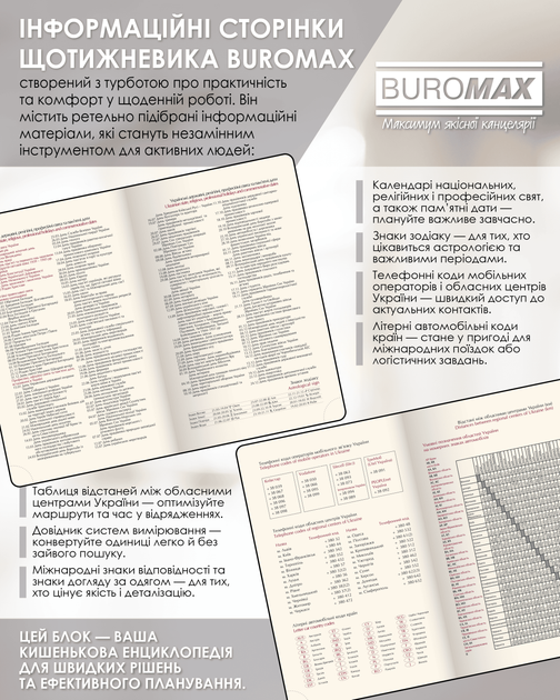 Еженедельник датированный 2026 Buromax Ideal А5 из искусственной кожи 136 страниц черный (BM.2707-01) - изображение 8
