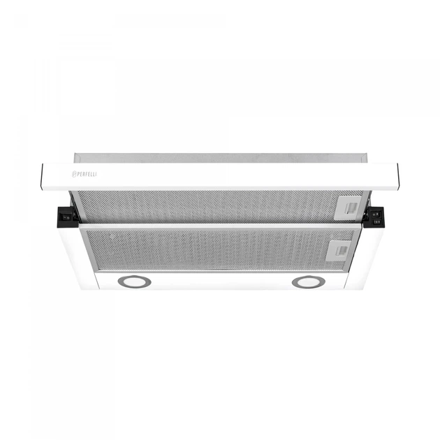 Мощная кухонная вытяжка Perfelli TL 6822 WH 1200 LED белая телескопическая вытяжка на кухню 1200 куб.м., 59,5 см - изображение 2