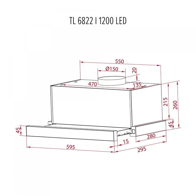 Мощная кухонная вытяжка Perfelli TL 6822 I 1200 LED нерж, телескопическая вытяжка на кухню, 1200 куб.м., 59,5 см - изображение 2