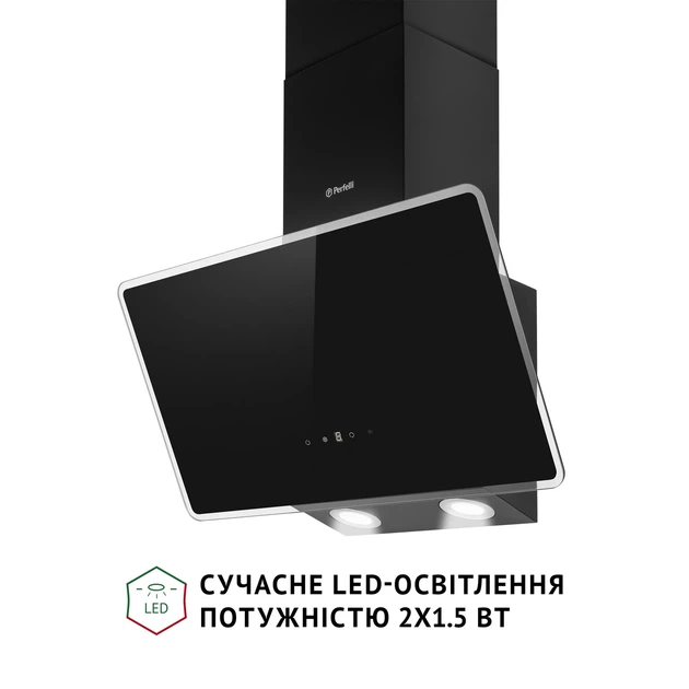 Кухонная вытяжка PERFELLI VICCO 6HSR NERO, черная декоративная наклонная настенная, с пультом ДУ, 59,5 см - изображение 4