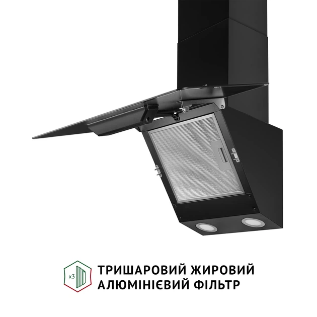 Кухонная вытяжка PERFELLI VICCO 6HSR NERO, черная декоративная наклонная настенная, с пультом ДУ, 59,5 см - изображение 9