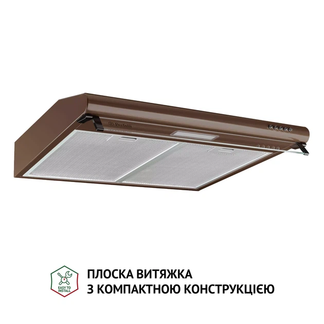 Кухонная вытяжка плоская PERFELLI PL 6144 Dark BR LED, стандартная коричневая вытяжка на кухню, 59,6 см - изображение 2
