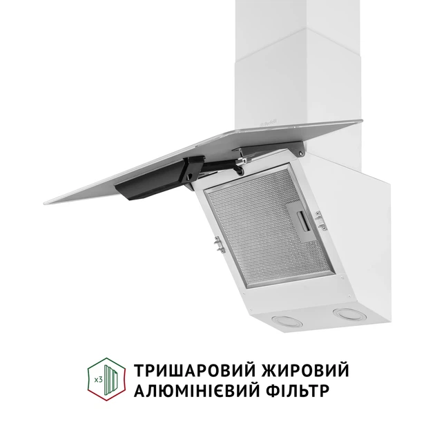 Кухонная вытяжка PERFELLI VICCO 6HSR BIANCO, белая декоративная наклонная настенная, с пультом ДУ, 59,5 см - изображение 10