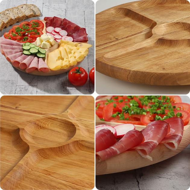 Deska do serwowania Kadax 4-komorowa dębowa 33.5 cm (5903699481288) - obraz 3