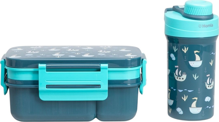 Zestaw Lunch box Homla CAIRO granatowy 1.8 l + kubek 0.5 l (5906496748875) - obraz 1