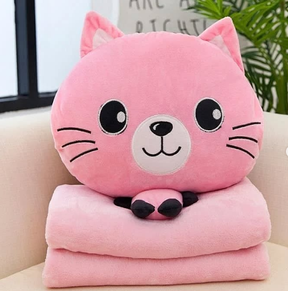 Дитяча м'яка іграшка "Кішечка" L1128(Pink) іграшка з пледом, розмір 40 см - зображення 2