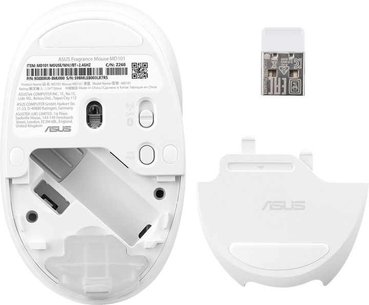 Mysz ASUS Fragrance Mouse MD101 Wireless Iridescent White (90XB08U0-BMU000) - obraz 6