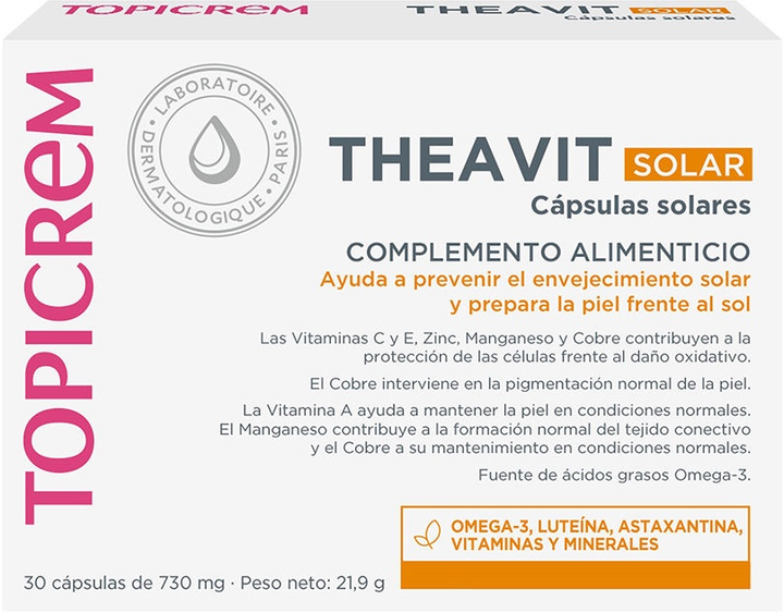 Дієтична добавка Topicrem Theavit Solar 30 капсул (8437015822211) - зображення 1
