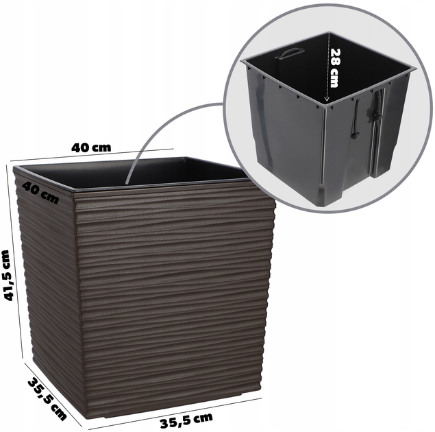 Садове кашпо із горщиком Kadax Mokka 40 см (5903699432990) - зображення 3