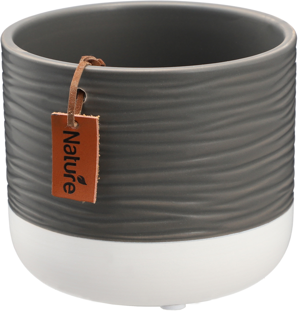 Osłonka ceramiczna na doniczkę Kadax Pokka szaro-biała 12 cm (5903699478226) - obraz 2