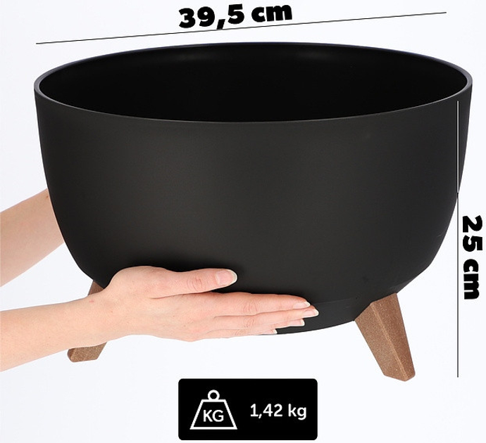 Donica ogrodowa na nóżkach Kadax z wkładką na dno Czarna 40 cm (5903699473665) - obraz 3