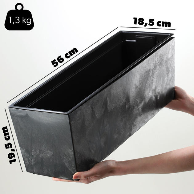 Балконне кашпо із горщиком Kadax Чорне 56 cm (5903699495537) - зображення 3