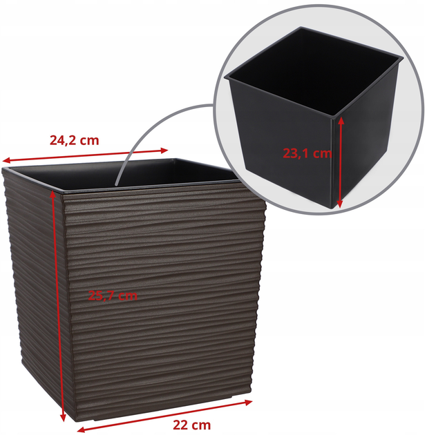 Doniczka z wkładem Kadax Mokka 25 cm (5903699420560) - obraz 2