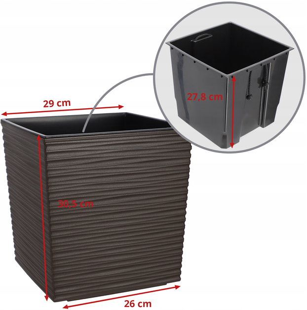 Doniczka z wkładem Kadax Mokka 30 cm (5903699420591) - obraz 3