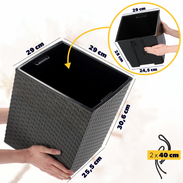 Doniczka z wkładem Kadax Szara 30 cm (5903699427309) - obraz 3
