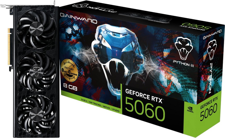 Відеокарта Gainward PCI-Ex GeForce RTX 5060 Python III OC 8 GB GDDR7 (128bit) (2580/28000) (HDMI, 3 x DisplayPort) (NE75060T19P1-GB2063T) - зображення 9