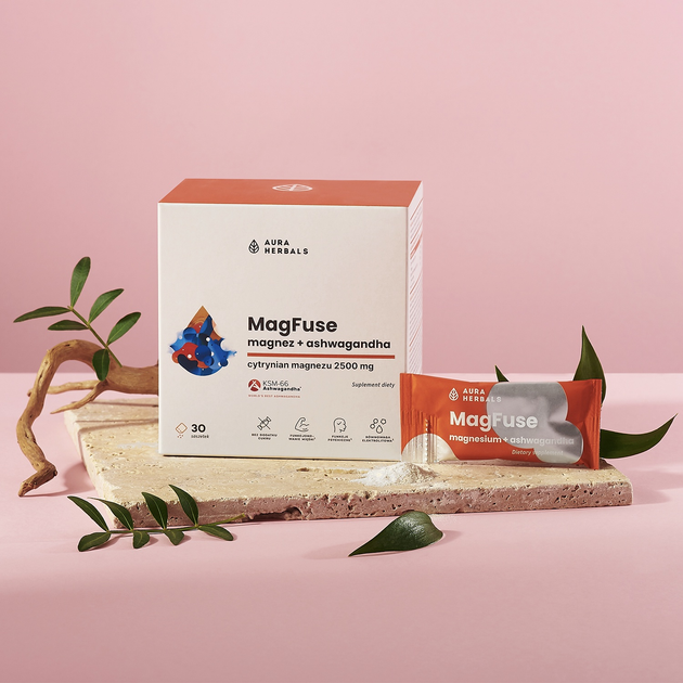 Suplement diety Aura Herbals MagFuse magnez + ashwagandha saszetki 30 x 2.78 g (5902479614793) - obraz 2